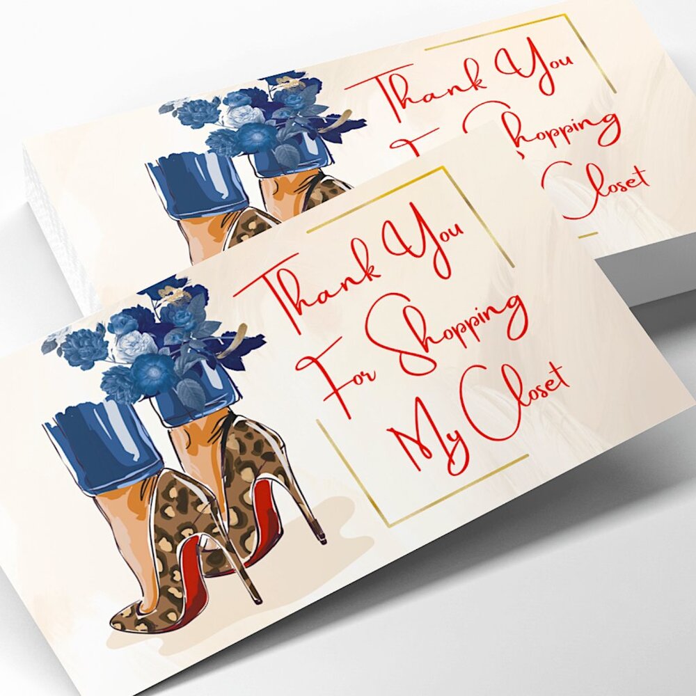 Cheetah Heel Thank You Cards - Unbranded 2" x 3.5"